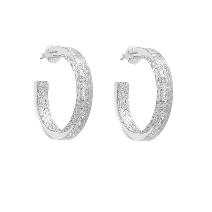 Medium Resin Hoop Earring | Silver