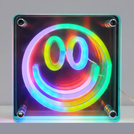 Neon Art Infinity Mirror Lights Wall & Desk Sign | Smile