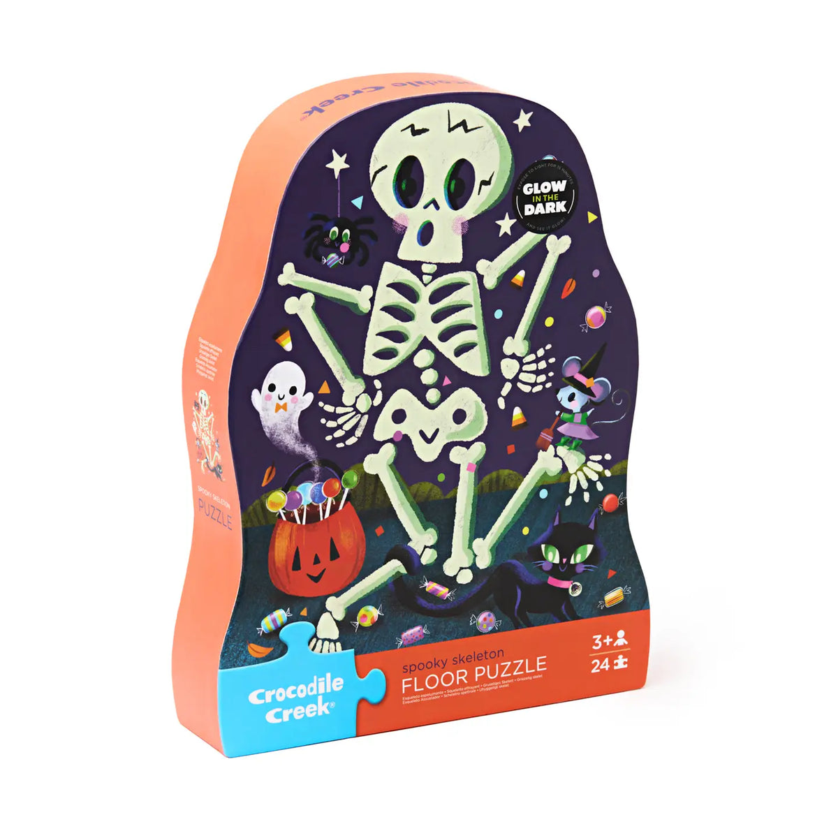24-Piece Shaped Box Puzzle | Spooky Skeleton - Glows in the Dark!