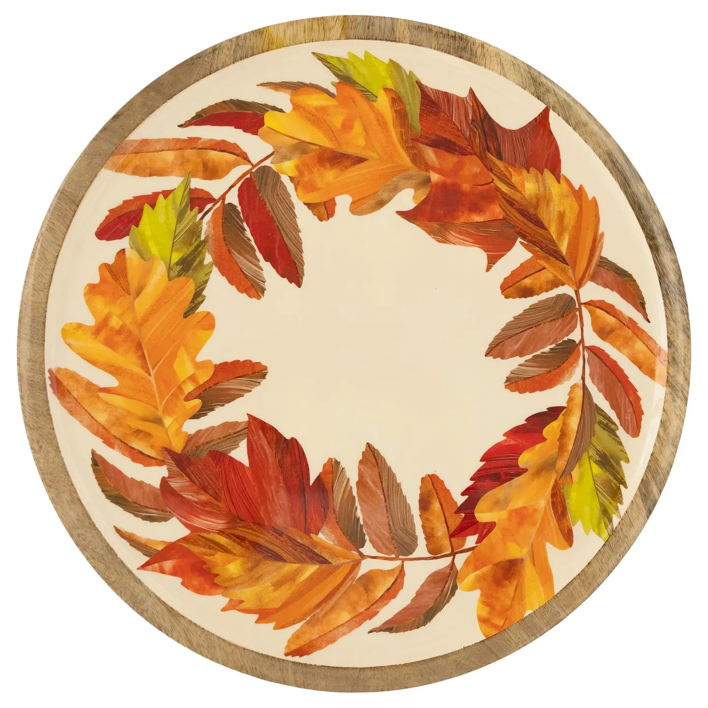 Falling Leaves Round Wood Platter