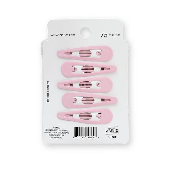 Teleties | Snap Clip | 6 Count | Pearly Pink