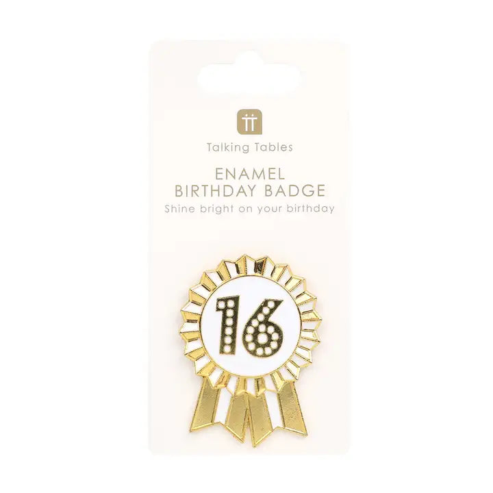Luxe Gold Enamel Birthday Pin Badge | 16