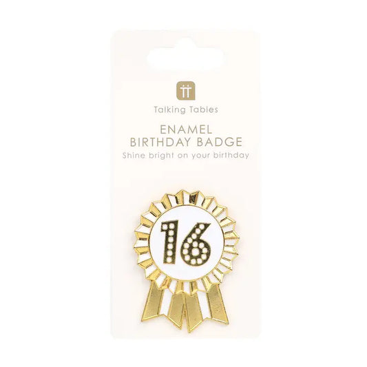 Luxe Gold Enamel Birthday Pin Badge | 16