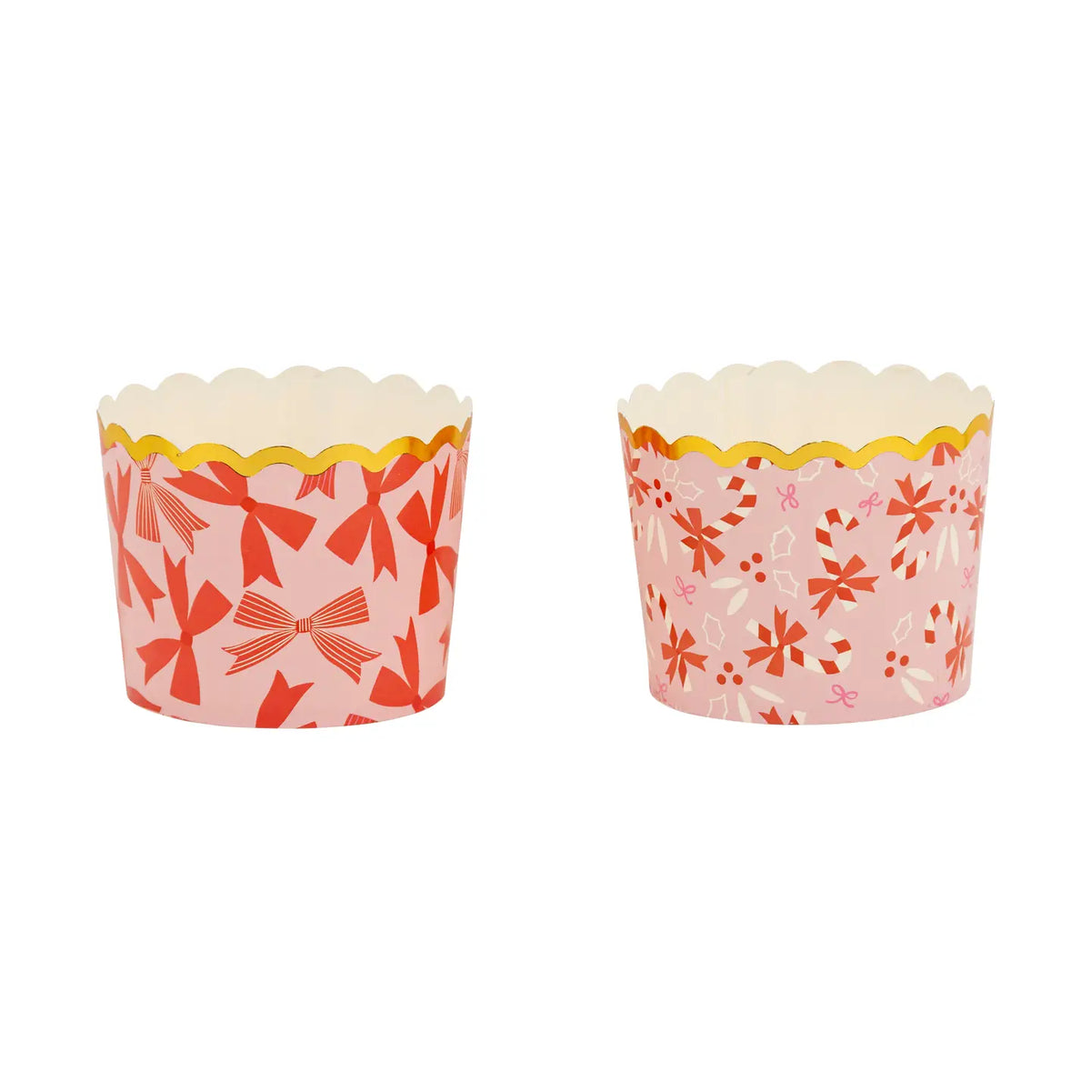 Gold Foil Bows on Pink 5 oz Baking/Snack Cups