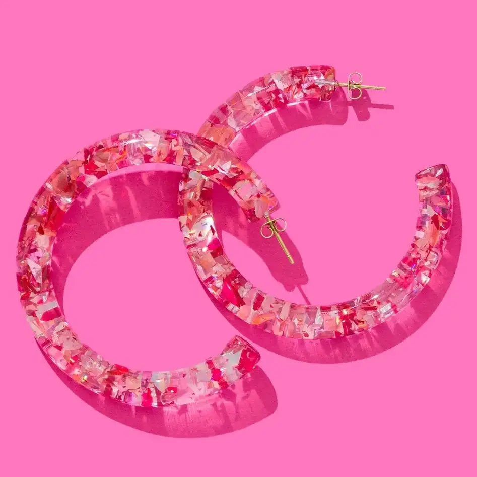 Confetti Hoop Earrings | Pink