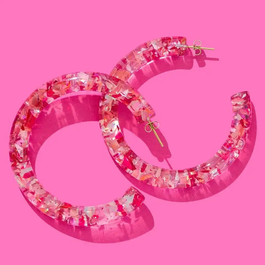 Confetti Hoop Earrings | Pink