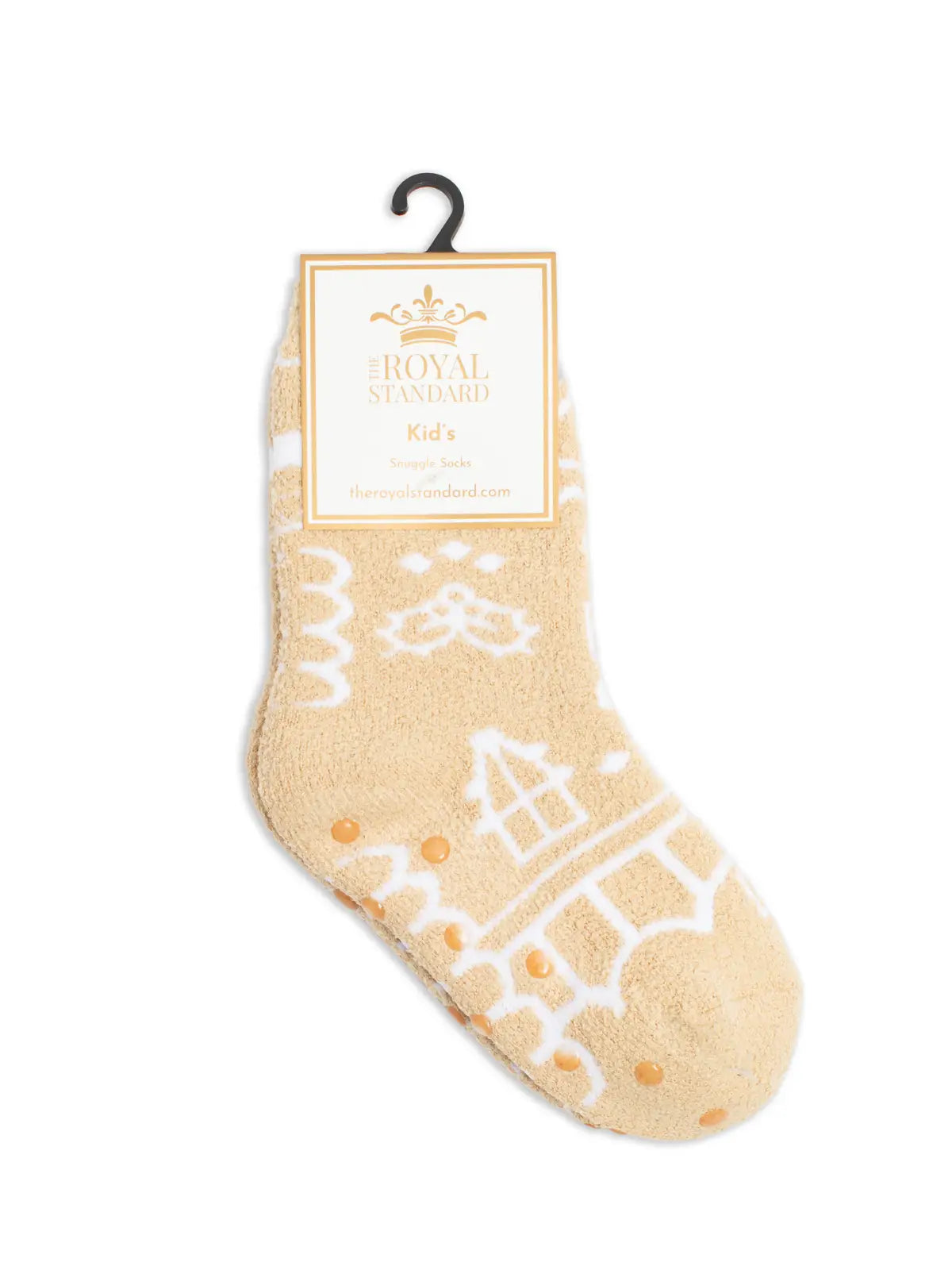Kid's Gingerbread House Snuggle Socks Tan/White