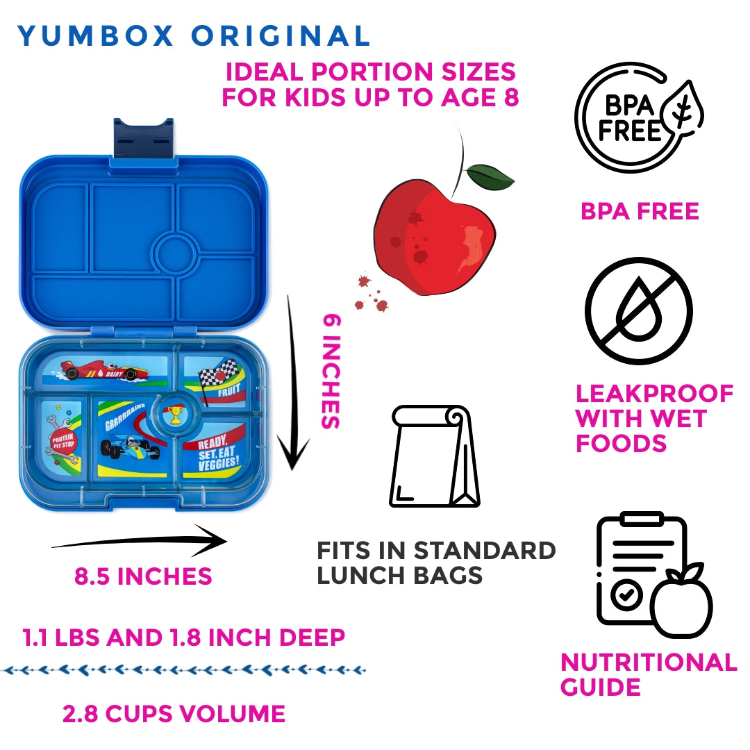 Yumbox Original - Surf Blue -Race Cars