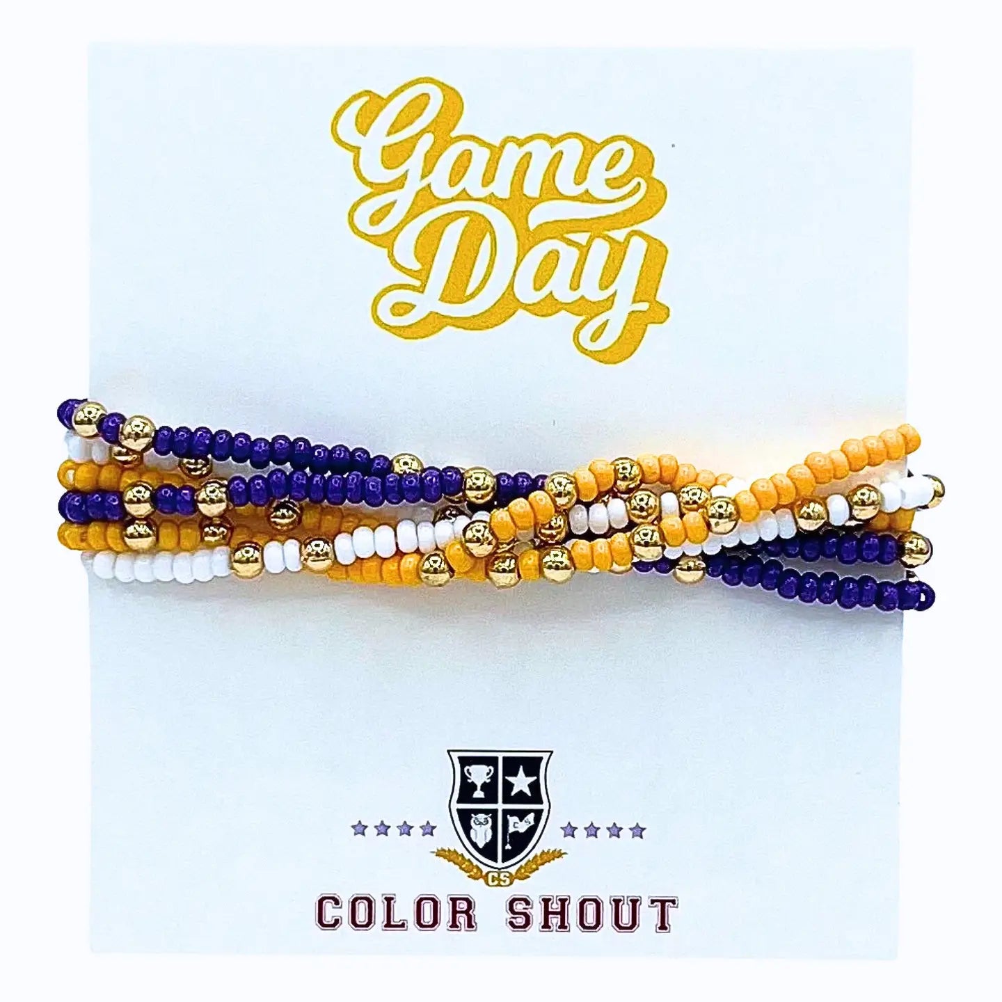 Gameday Bracelet Set | Purple/Yellow/White