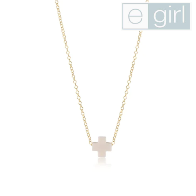 egirl 14" Necklace Gold - Signature Cross Off-White