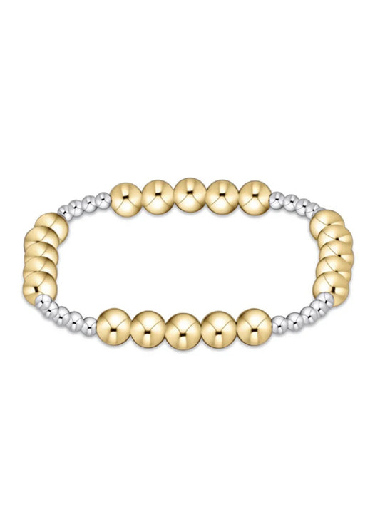 Classic Blissful Pattern 3mm Bead Bracelet Mixed Metal - 6mm