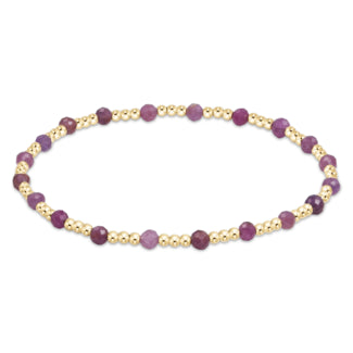 Gemstone Gold Sincerity Pattern 3mm Bead Bracelet | Ruby