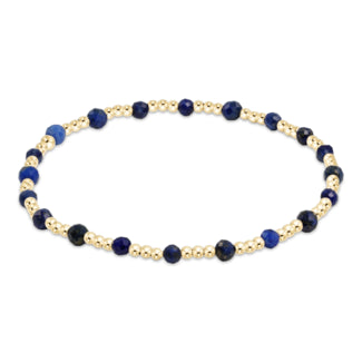 Gemstone Gold Sincerity Pattern 3mm Bead Bracelet | Lapis