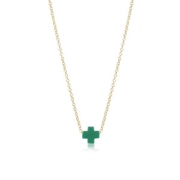 egirl 14" Necklace Gold | Signature Cross Emerald