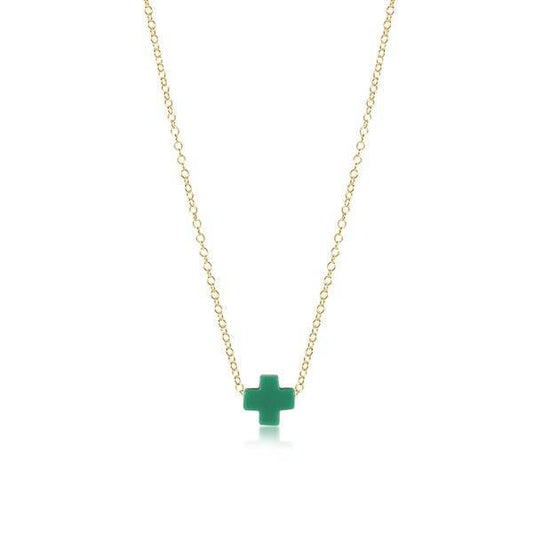 egirl 14" Necklace Gold | Signature Cross Emerald
