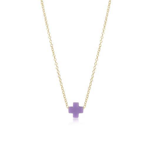 16" Necklace Gold Signature Cross Small | Purple