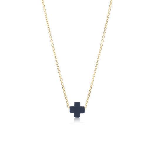 egirl 14" Necklace Gold | Signature Cross Navy