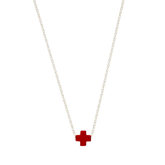 egirl 14" Necklace Gold | Signature Cross Red