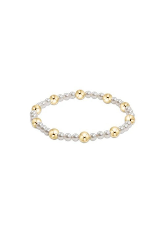 Pearl Sincerity Pattern 4mm Bead Bracelet - 6mm Gold