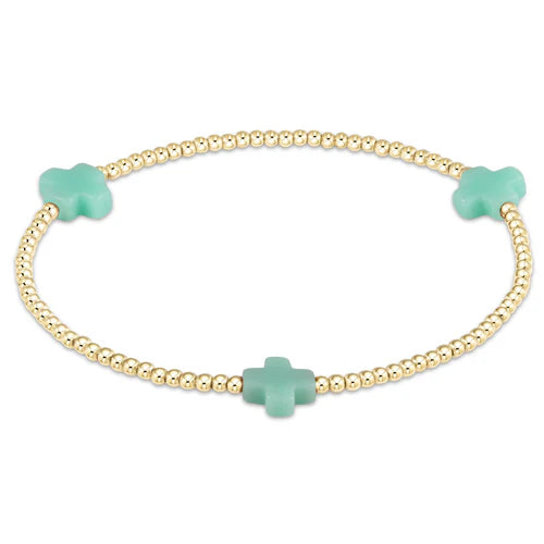 egirl | Signature Cross Small Gold 2mm Bead Bracelet | Mint