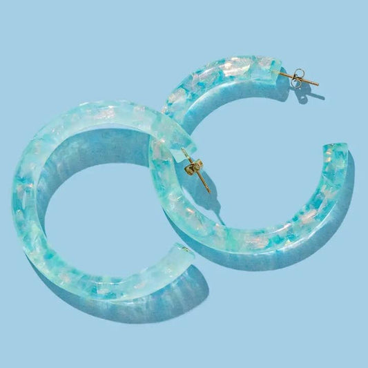 Confetti Hoop Earrings | Green + Iridescent