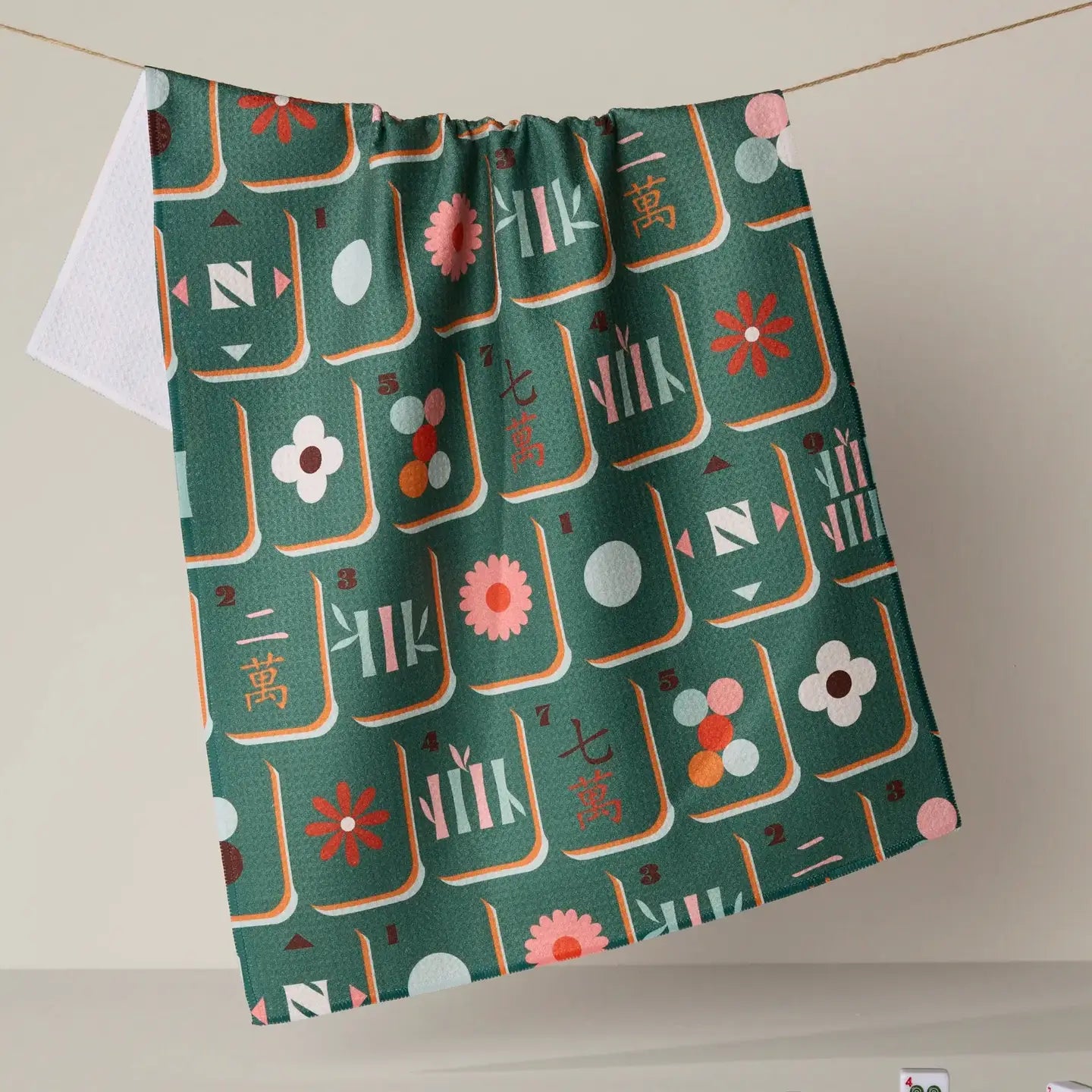 Tea Towel | Moss Tile Toss Mahjong
