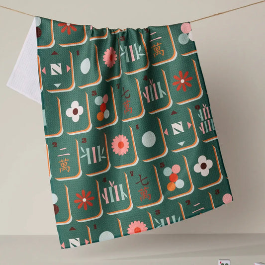 Tea Towel | Moss Tile Toss Mahjong