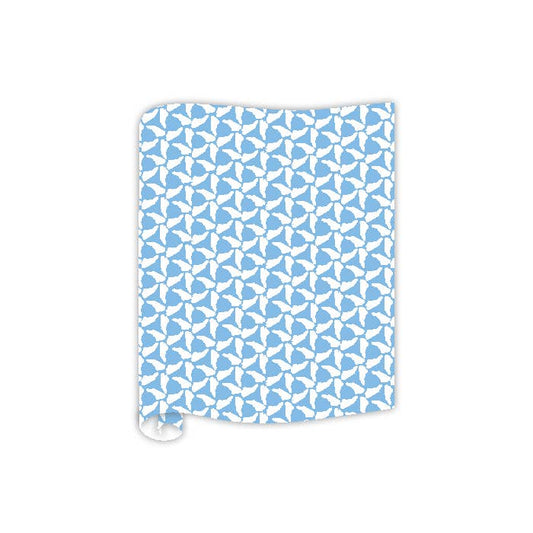 Table Runner | White North Carolinas/Light Blue