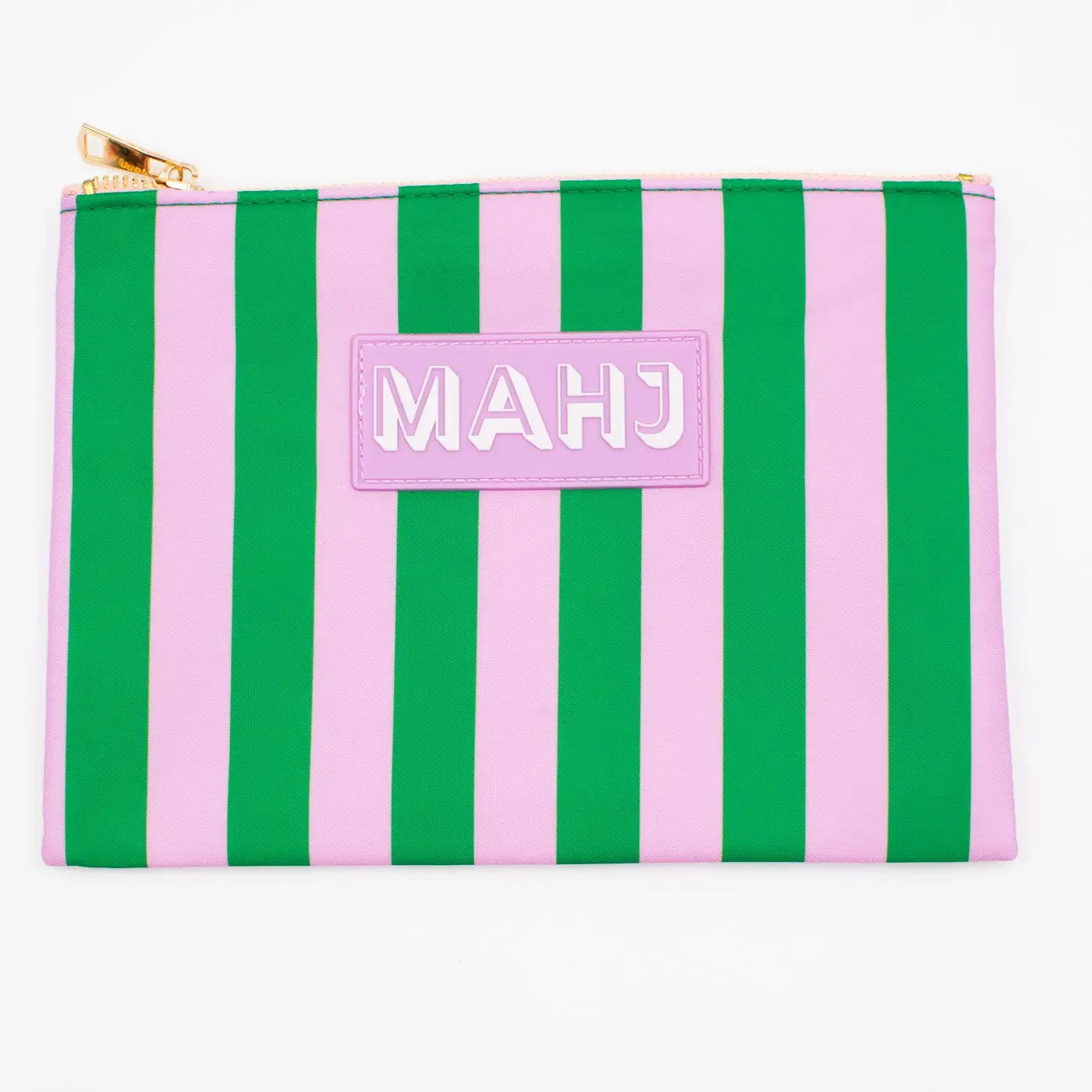 Mahjong Card & Accessory Bag | Purple & Green Stripe