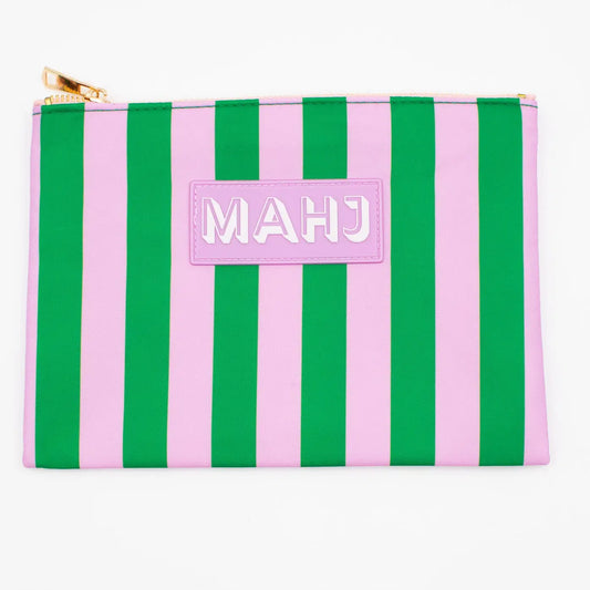 Mahjong Card & Accessory Bag | Purple & Green Stripe