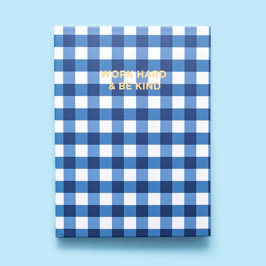 Notebook - Work Hard & Be Kind - Blue Gingham