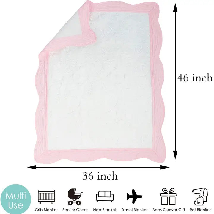 Quilted Blanket | White & Pink