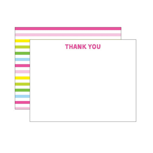 Thank You Flat Stationery - Pink Stripes