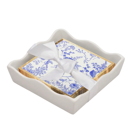 Ceramic Wave Napkin Tray with Cocktail Napkin | Timeless