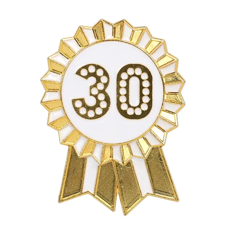 Luxe Gold Enamel Birthday Pin Badge | 30