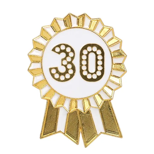 Luxe Gold Enamel Birthday Pin Badge | 30