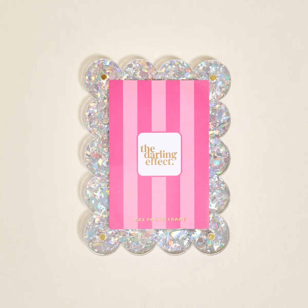 Mini Acrylic Picture Frame Magnet | Silver Glitter