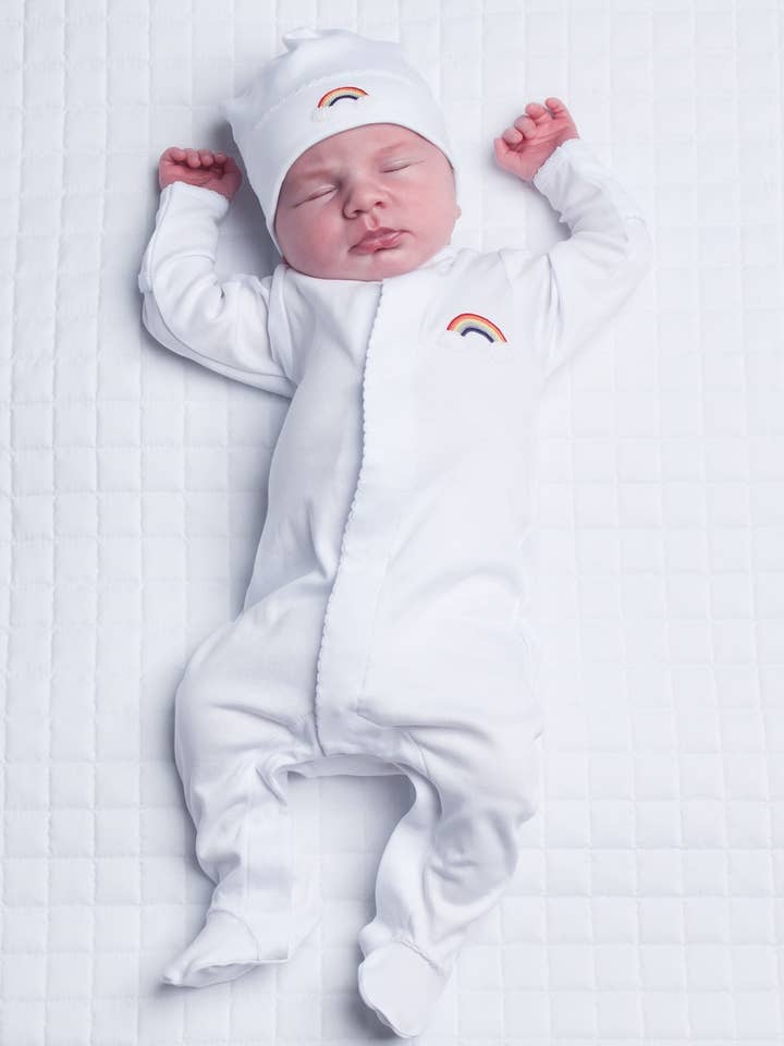 Footie | Rainbow Baby | White