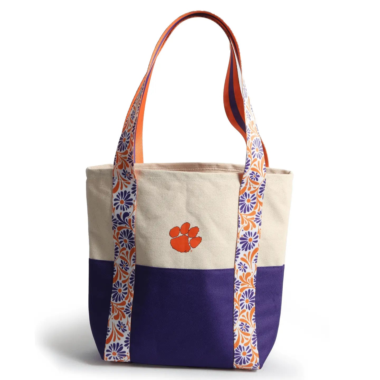 Canvas Mini Tote with Floral Straps | Clemson