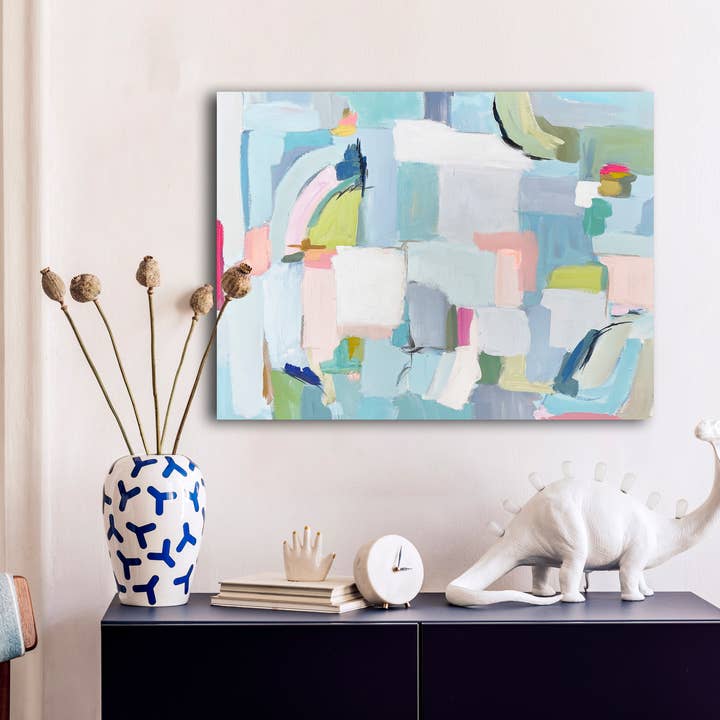 Pastel Blues Stretched Canvas