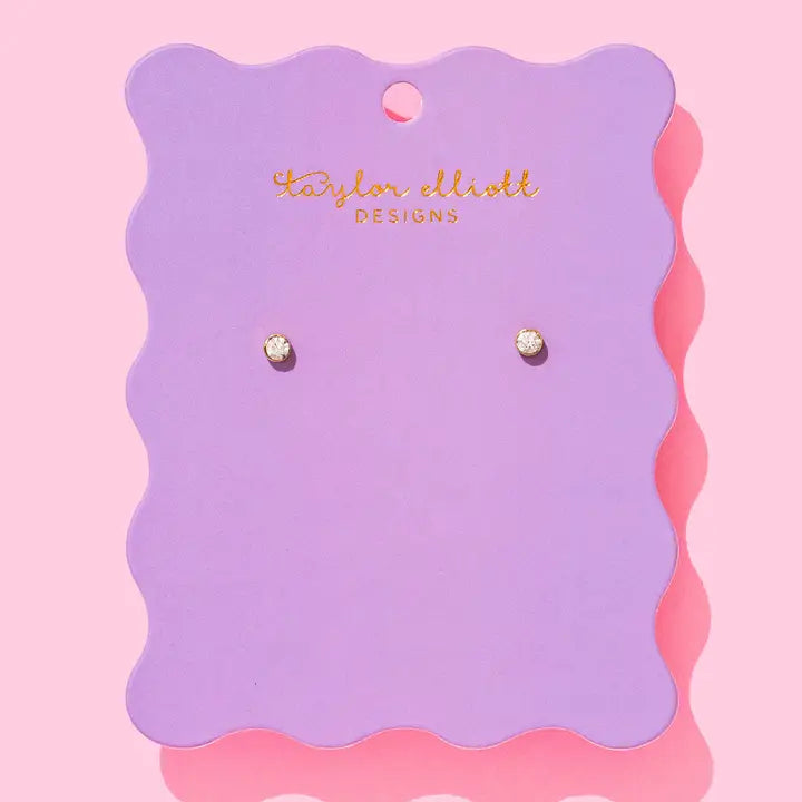 Stud Earrings | Gold-Plated w/ Small Bezel Gems