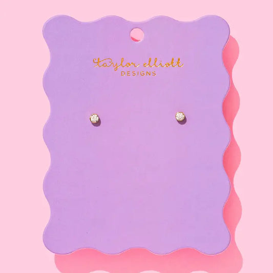 Stud Earrings | Gold-Plated w/ Small Bezel Gems