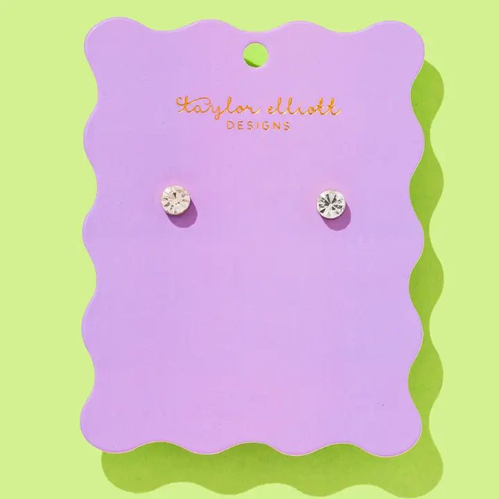 Stud Earrings | Gold-Plated w/ Medium Bezel Gems