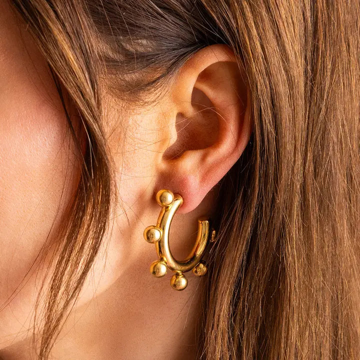 Medium Hoop Earrings | Gold-Plated Balls