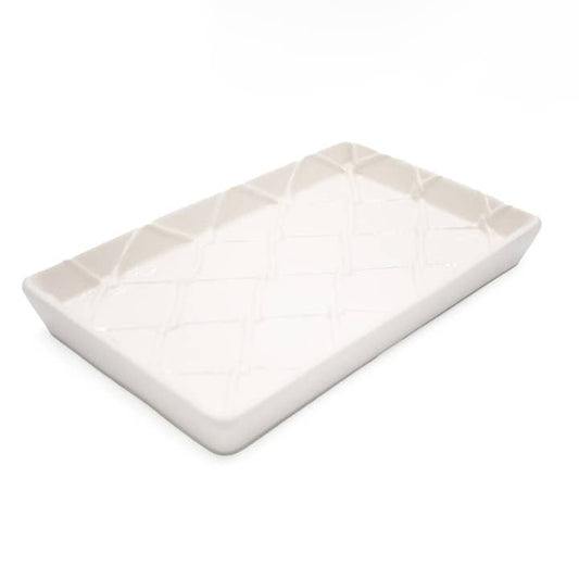 Textured Guest Towel Tray | White