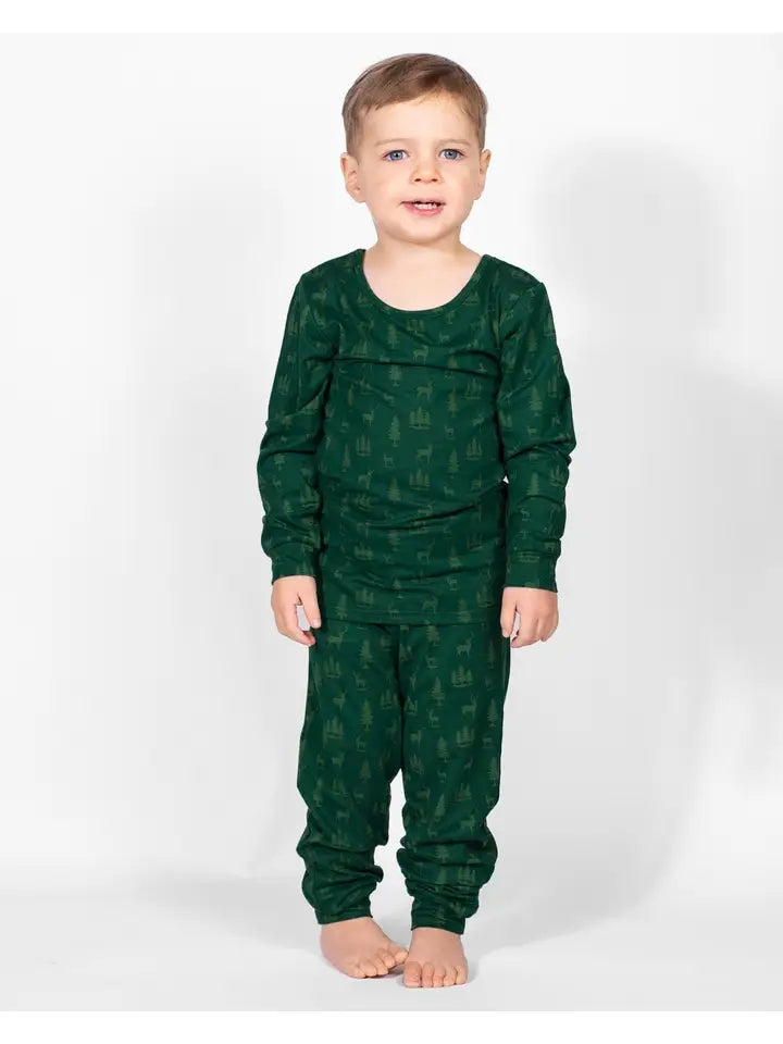 Kids Long Sleeve Pajama Set | Woodsy Deer