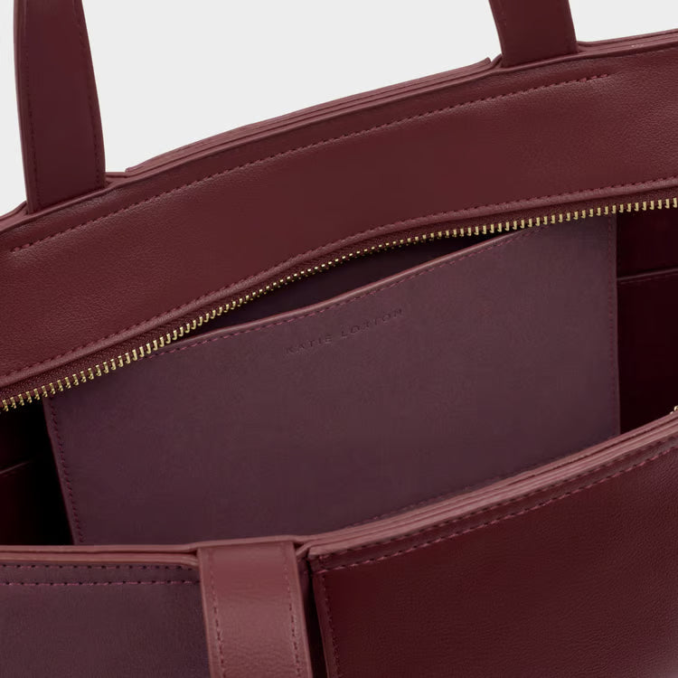 Taya Hand Woven Suedette Tote Bag | Cherry