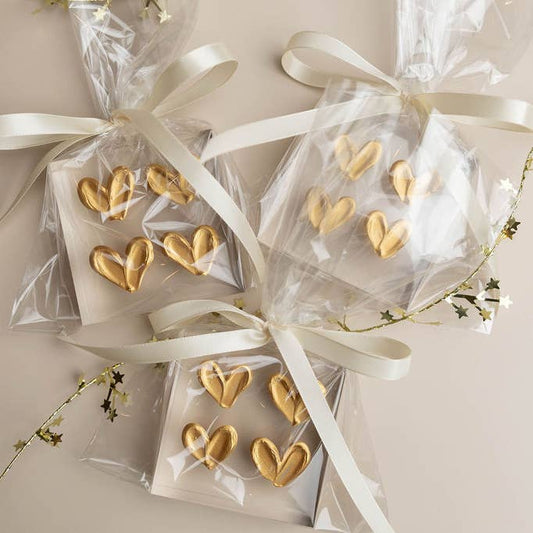 3"x3" Painted Glass Square | Gold Hearts
