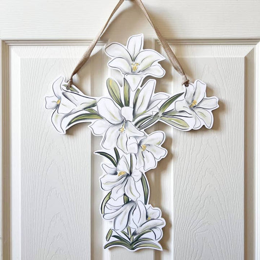 Door Hanger | Easter Lily Cross