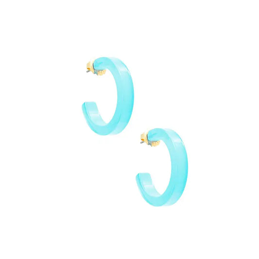 Small Resin Hoop Earring | Bright Blue